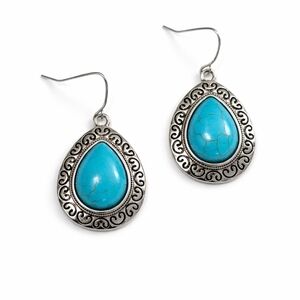 Silver and Turquoise Teardrop Earrings